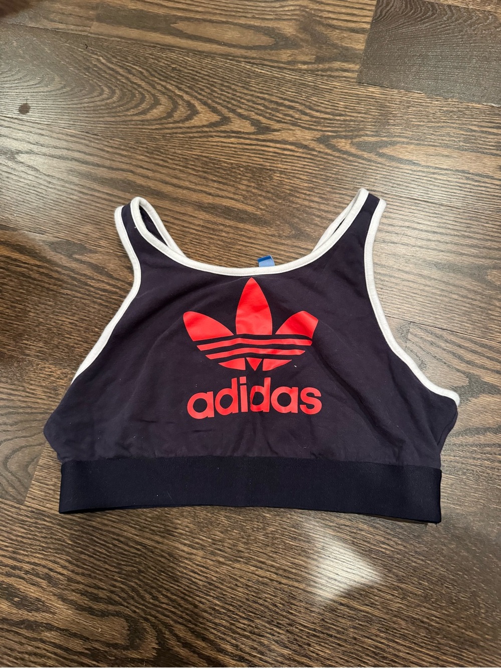 adidas Navy & Red Trefoil Crop Sports Bra